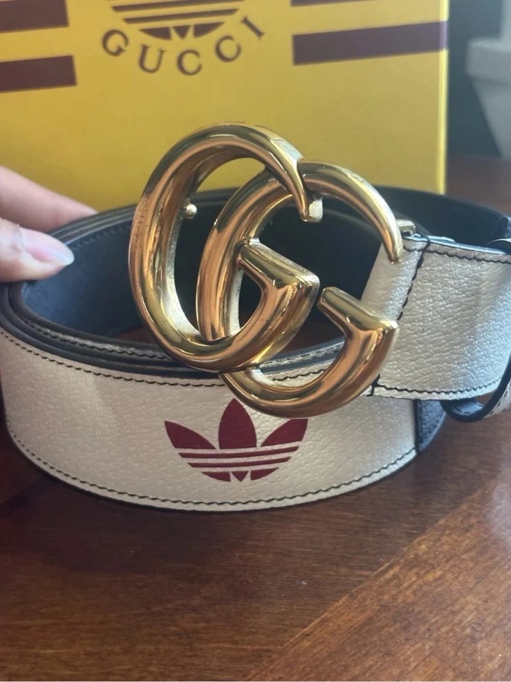 Gucci X Adidas Double G Logo Leather Belt
